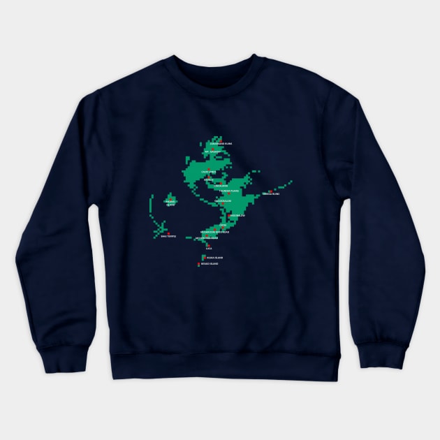 Pixelated Final Fantasy 10 World Map Crewneck Sweatshirt by inotyler